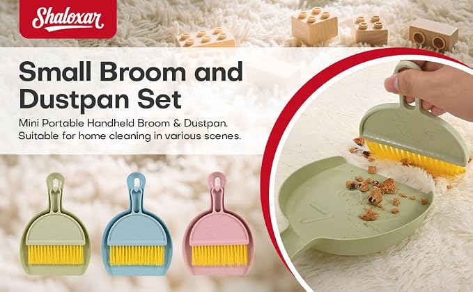 Small Broom and Dustpan Set, mini Compact Portable, - Image 9