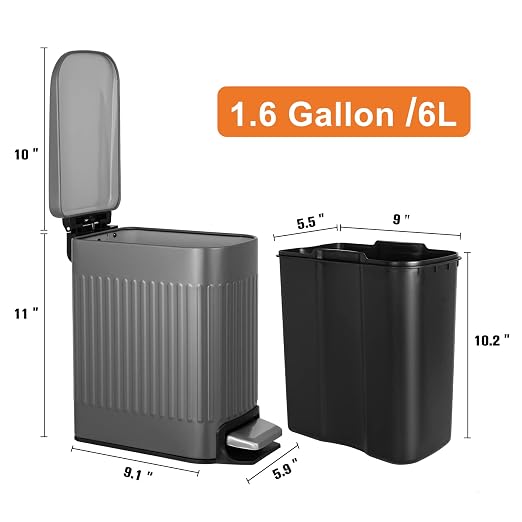 TrashAid Small 1.6 Gallon Stainless Steel Trash Can - Image 6
