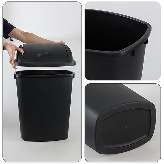 10 Gallon / 40 L Swing Lid Kitchen Trash Can, Classroom Garbage Bins, Plastic - Image 3