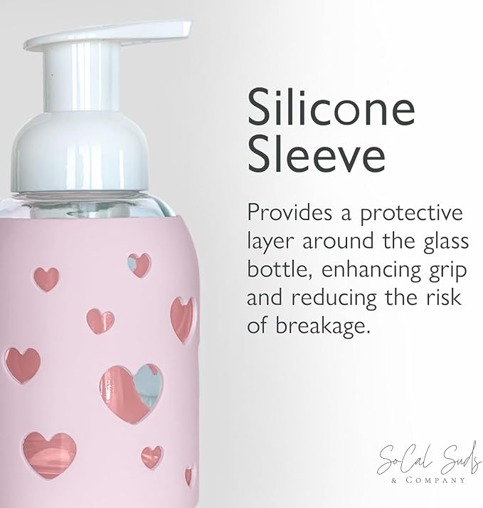 SoCal Suds & Company Glass Foaming Hand Soap Dispenser, Heart Silicone Sleeve - Image 5