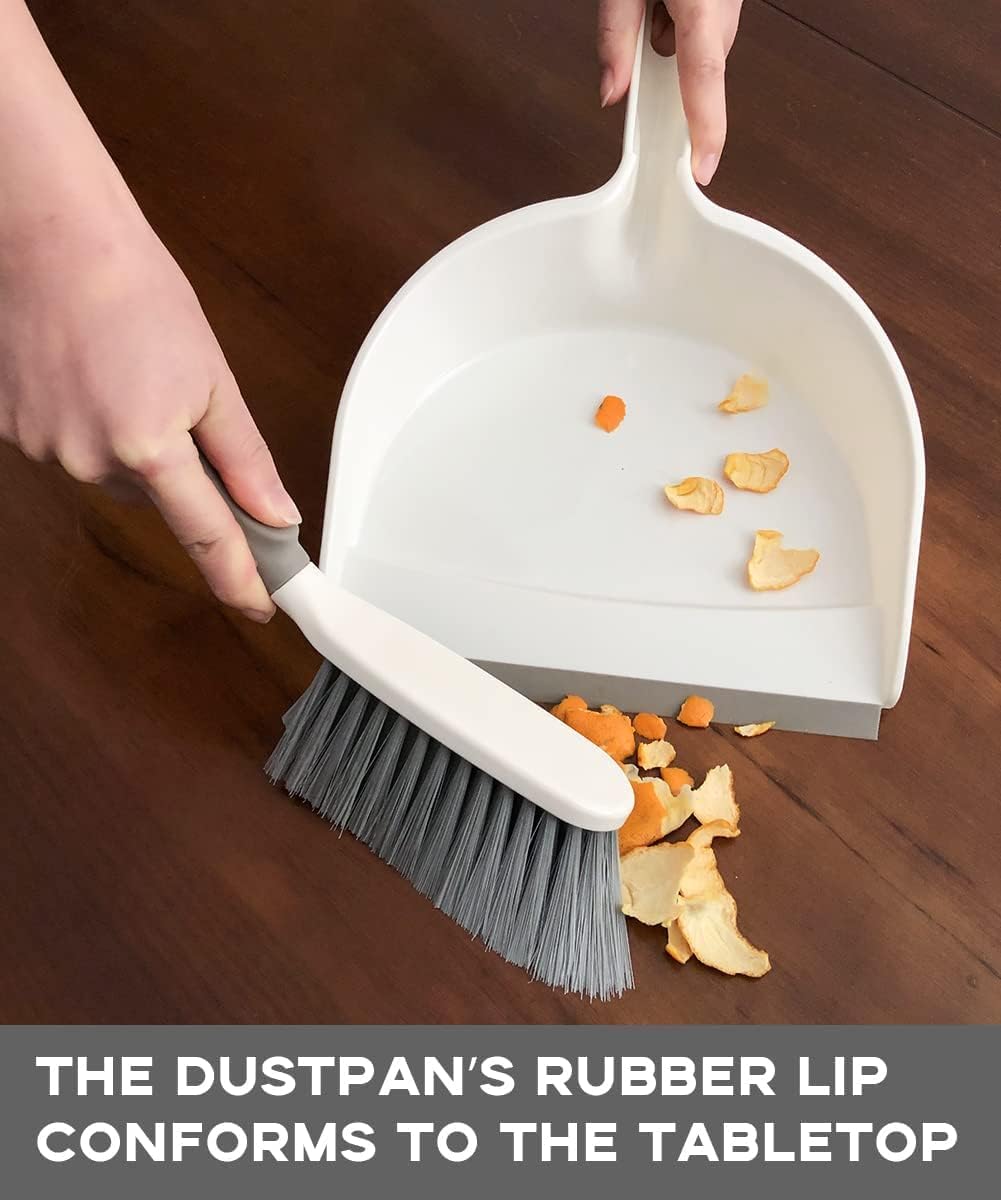 Dust Pan, Dustpan and Brush Set, Small Dust Pan and Brush Set, Hand Broom and Dustpan Set for Home, Handheld Angled Dust Pans and Brooms are Daily Cleaning Tools.Beige Brown