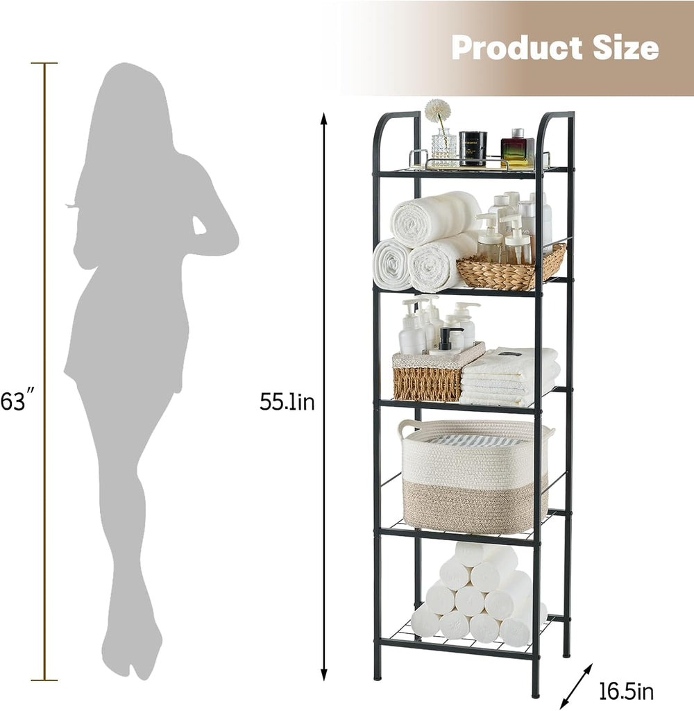 Towel Racks for Bathroom，5-Story Free Standing Towel Holder,Durable Metal Tow...