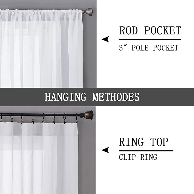 Tollpiz Sheer Curtain Linen Textured Living Room Curtains Sheer Light Filtering - Image 5
