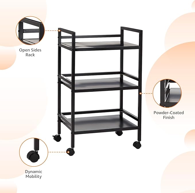 Amazon Basics 3-Tier Metal Rolling Cart - Image 3