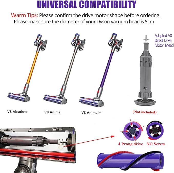 V8 Replacement Parts for Dyson V8 Animal Cordless Vacuum Roller Brush - Image 5