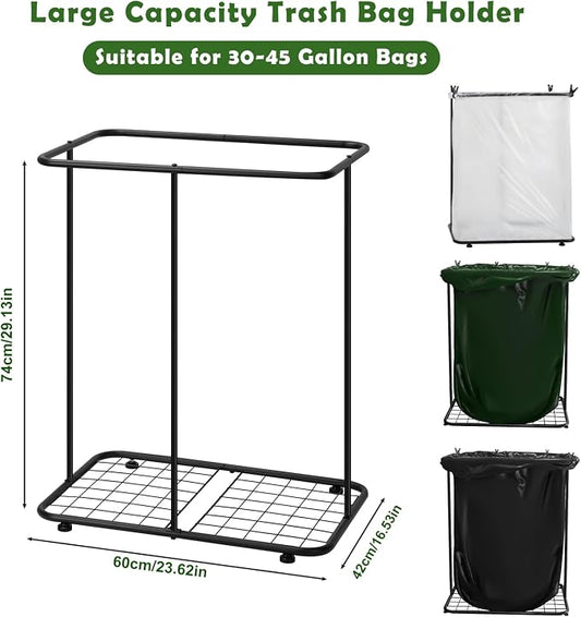 Vrisa Garden Trash Bag Holder Stand Outdoor Leaf Bag Holder Metal Wire Garbage - Image 2