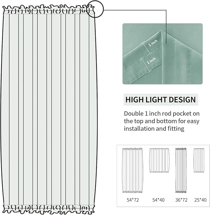 DWCN French Door Curtains – Rod Pocket Thermal Blackout Curtain - Image 3