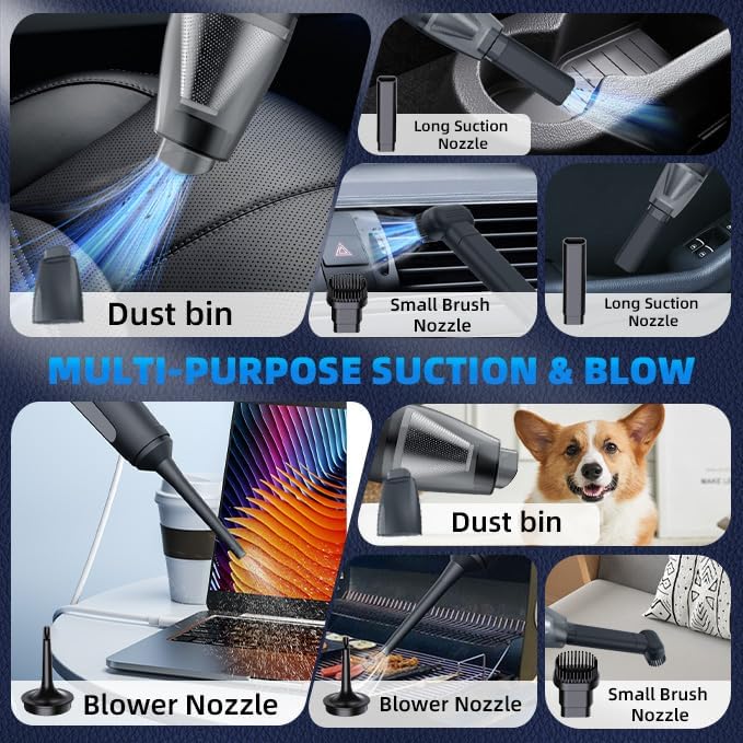 PATO Handheld Vacuum, 13000PA Portable Cordless Car Vacuum Cleaner, Suction and - Image 6