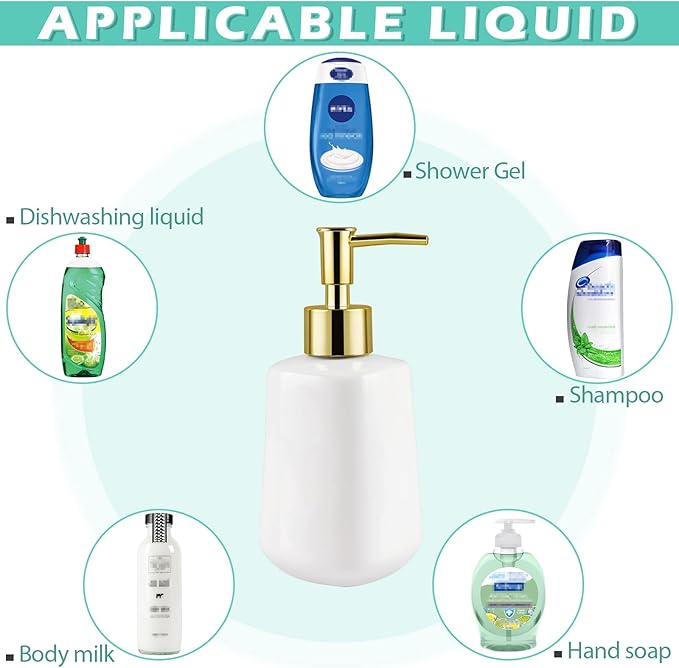 Natheeph Dish Soap Dispenser, Hand Soap Dispenser Ceramic Bottle, Refillable - Image 6