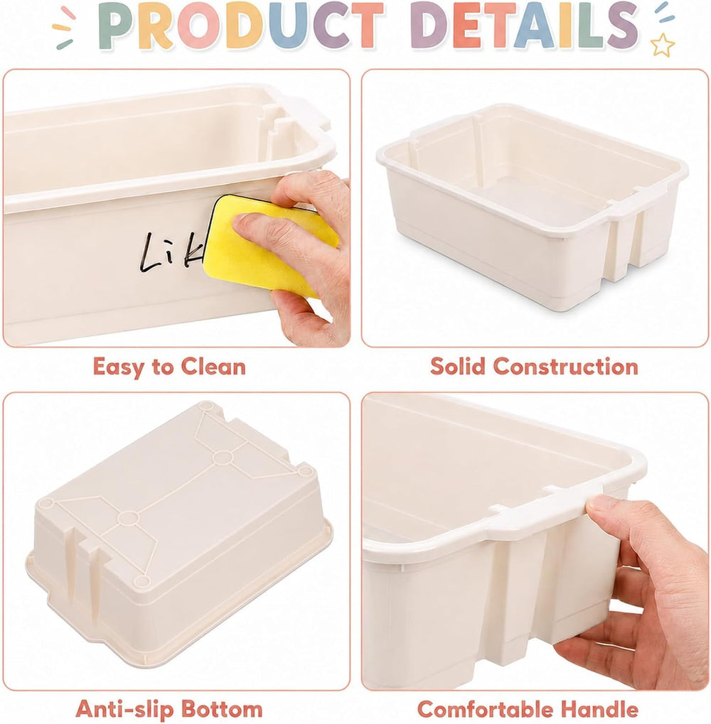 gisgfim 6 Pack Classroom Stacking Bins Stackable Plastic Book Bin Durable Sto...