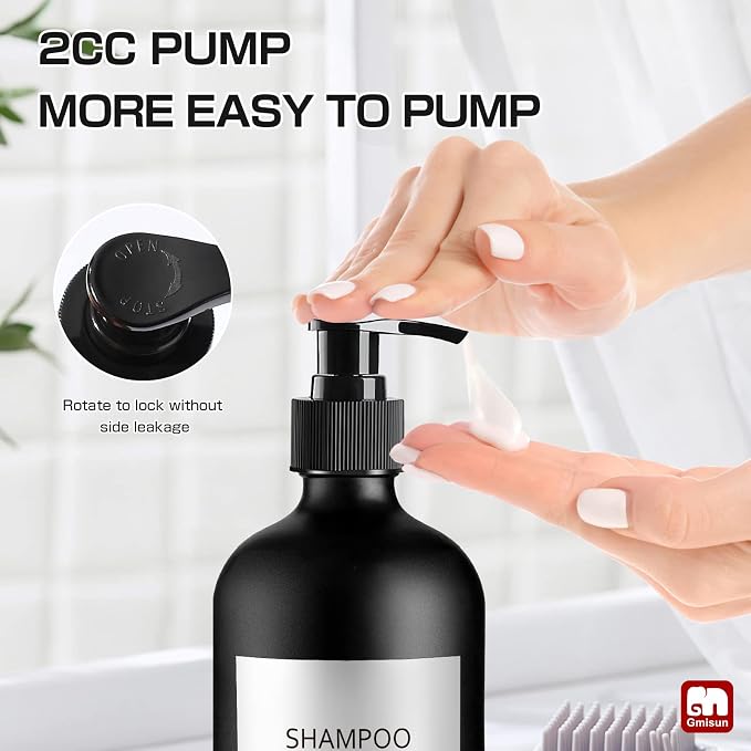 GMISUN Black Shampoo and Conditioner Dispenser, Shower Soap Dispenser Bottles - Image 5