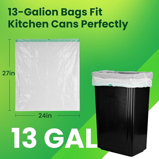 Large Trash Bag 13 Gallon Tall Drawstring 100% Post-Consumer Recycled Garbage - Image 7