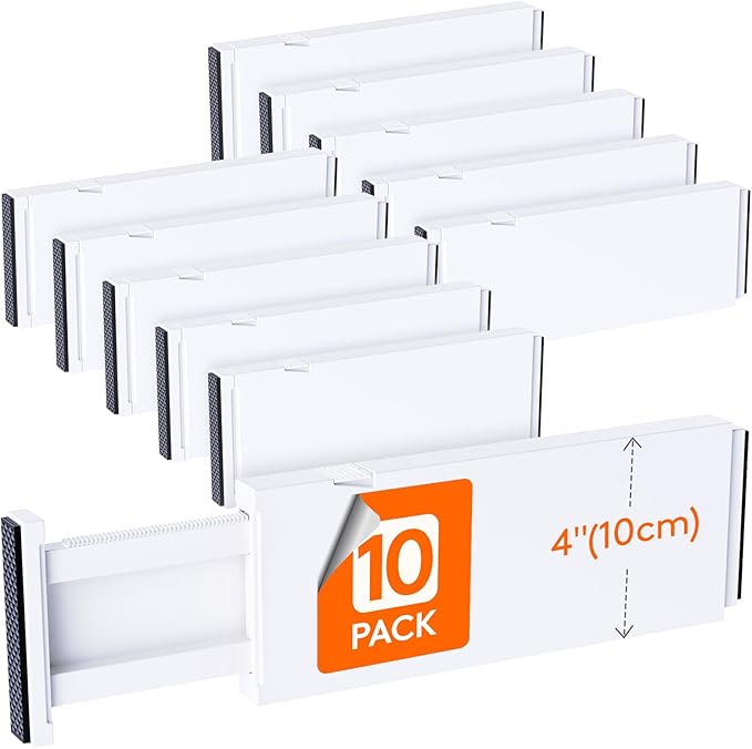 Lifewit 10 Pack Drawer Dividers 4" High, 11-17" Adjustable Dresser Drawer by Lifewit