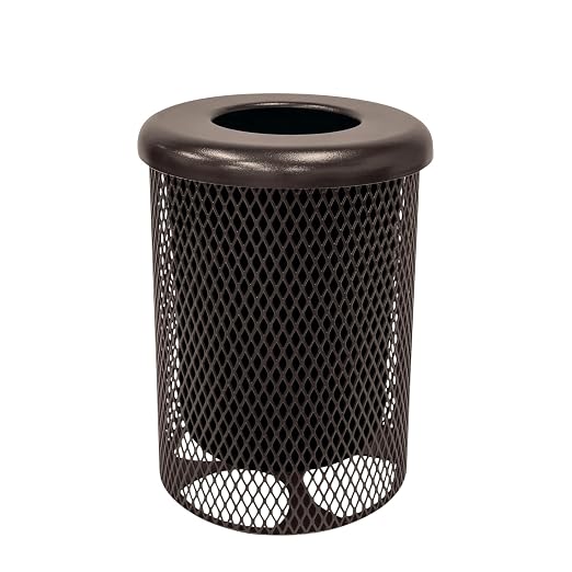 COATEDOUTDOORFURNITURE RFT-BRW Heavy Duty 32 Gallon Round Trash Receptacle by CoatedOutdoorFurniture