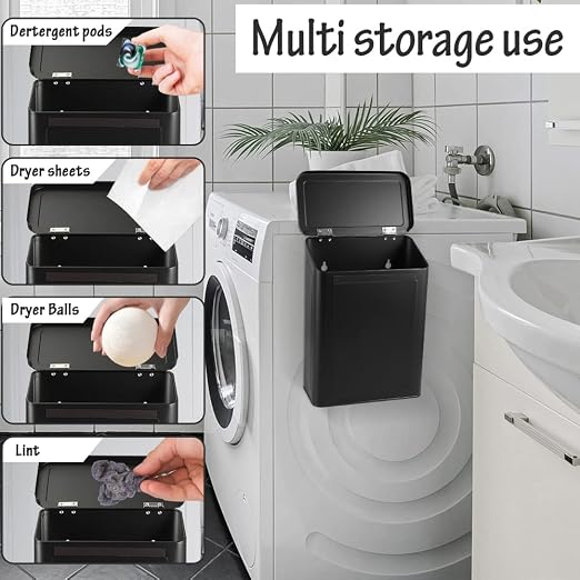 Picowe Magnetic Laundry Storage, Large Metal Lint Holder Bin - Image 6