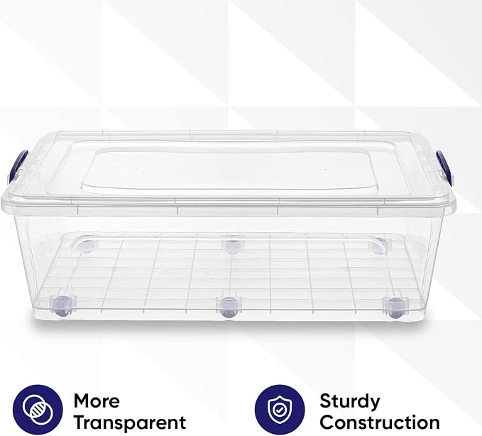 Superio Storage Bins with Lids, Stackable Totes, BPA Free, Odor Free, Organizer