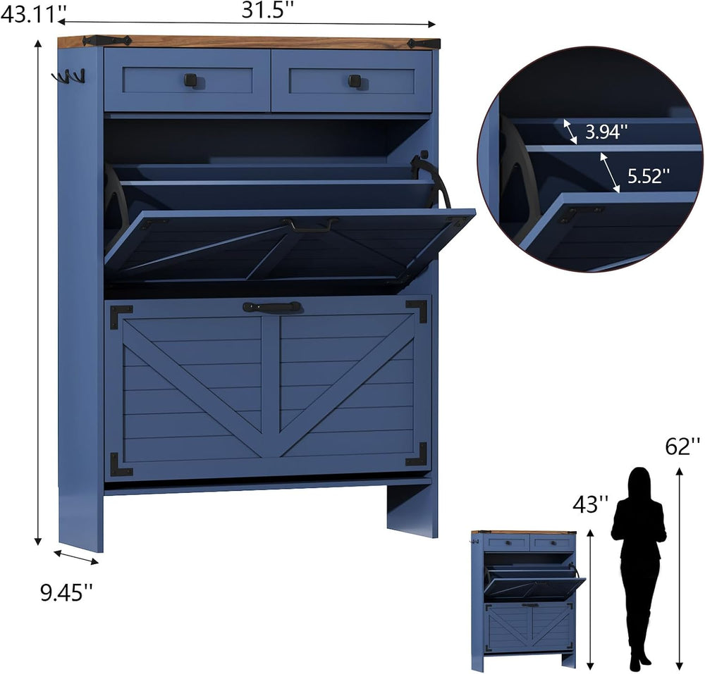 Shoe Storage Cabinet with Deodorizing Function, Farmhouse Narrow Hidden Shoe ...