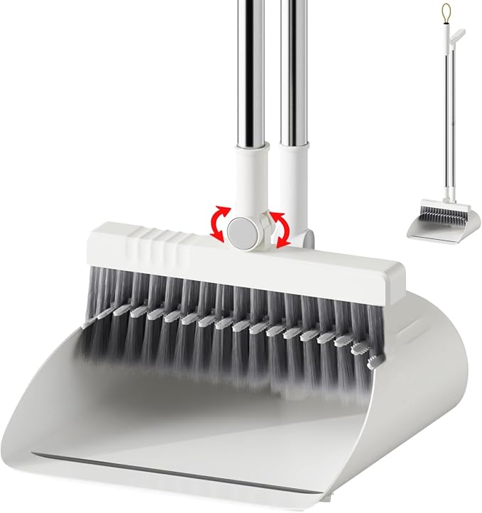Upgrade Broom with Dustpan Combo Set, Broom and Dustpan Set with Adjustable by SolaceCove