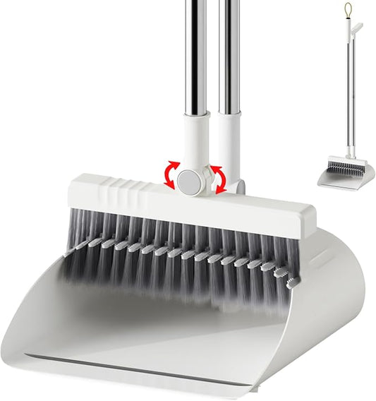 Upgrade Broom with Dustpan Combo Set, Broom and Dustpan Set with Adjustable by SolaceCove