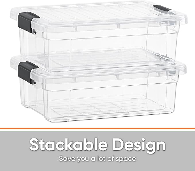 Superio Storage Bins with Lids- 2 Pack, 7.4 Qt Clear Boxes - Image 3