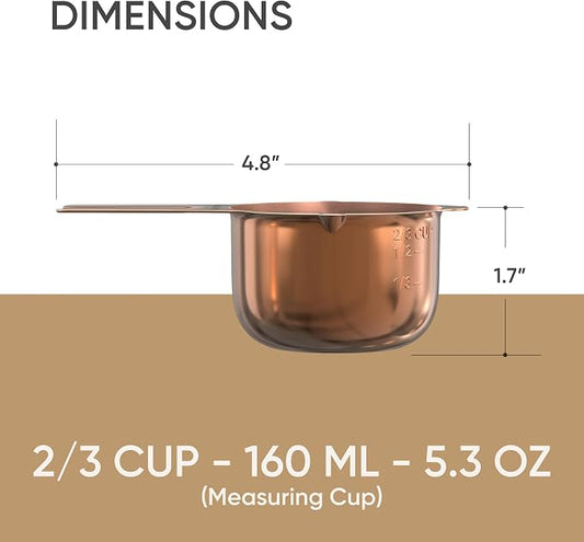 Color Up ⅔ Cup Measuring Cup – Premium Copper Stainless Steel, Accurate - Image 2