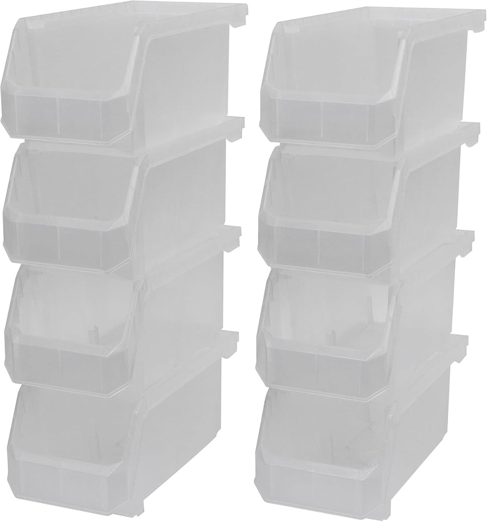ReadySpace Medium Stackable Plastic Storage Bins, 8-Pack, Clear