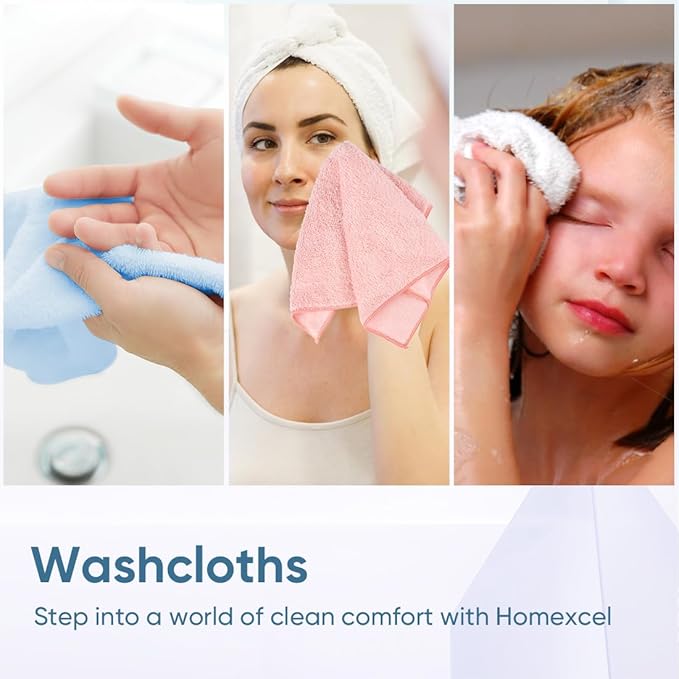 HOMEXCEL Microfiber Washcloths 24 Pack, Highly Absorbent and Soft Face Towel - Image 6
