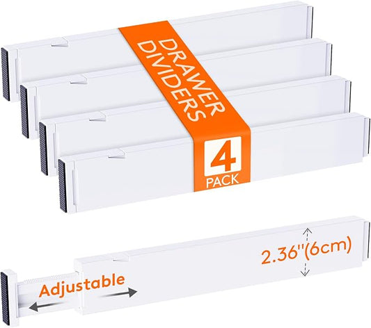 Lifewit 4 Pack Kitchen Drawer Dividers 2.36" High, Plastic Expandable by Lifewit
