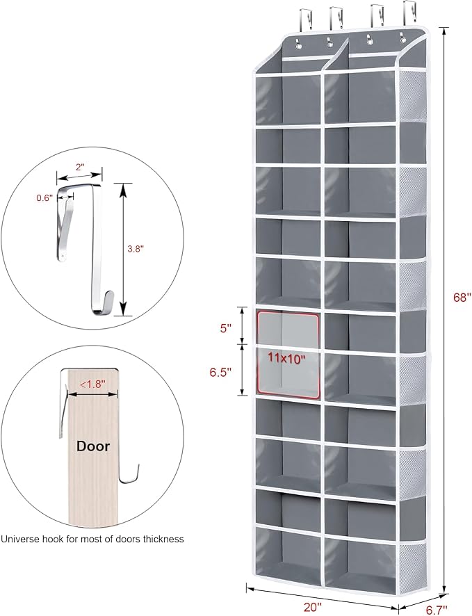 Univivi Over the Door Organizer 6 Tiers, Extra Large Door Hanging Organizer - Image 3