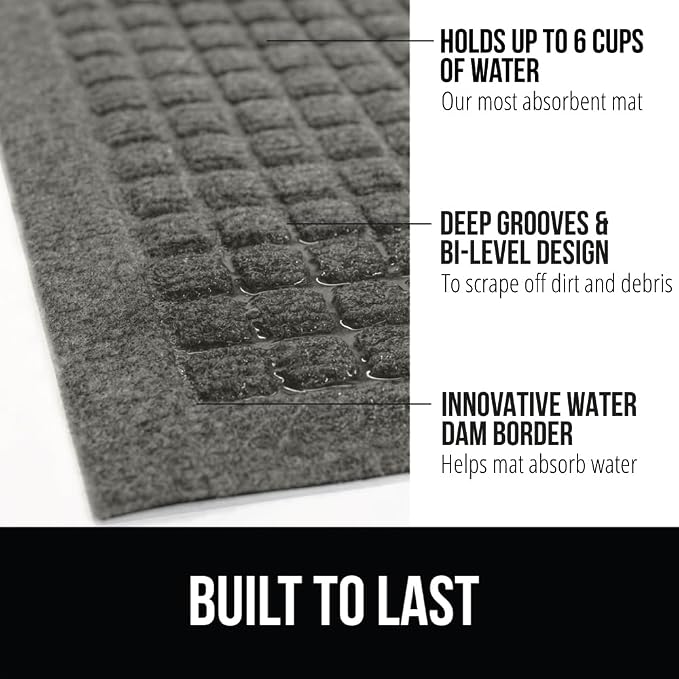 GORILLA GRIP Front Door Mat, Indoor Outdoor Ultra Absorbent HydroAbsorb Doormat - Image 3