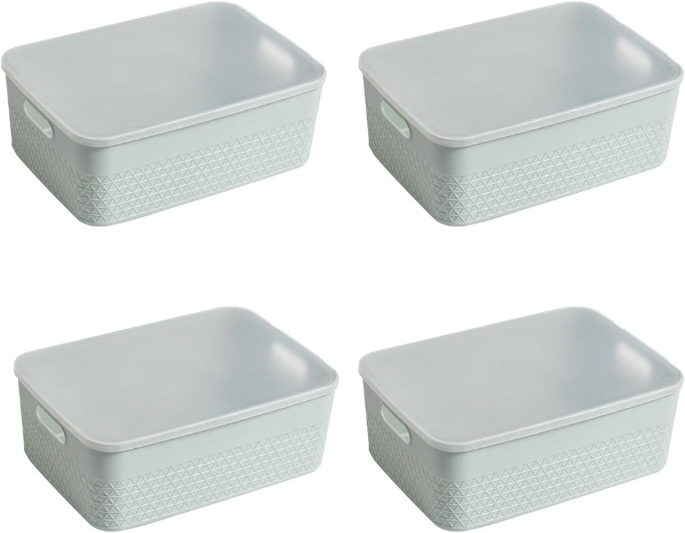 HANAMYA Lidded Storage Bin Organizer | Storage Organizing Container, 9 Liter,...