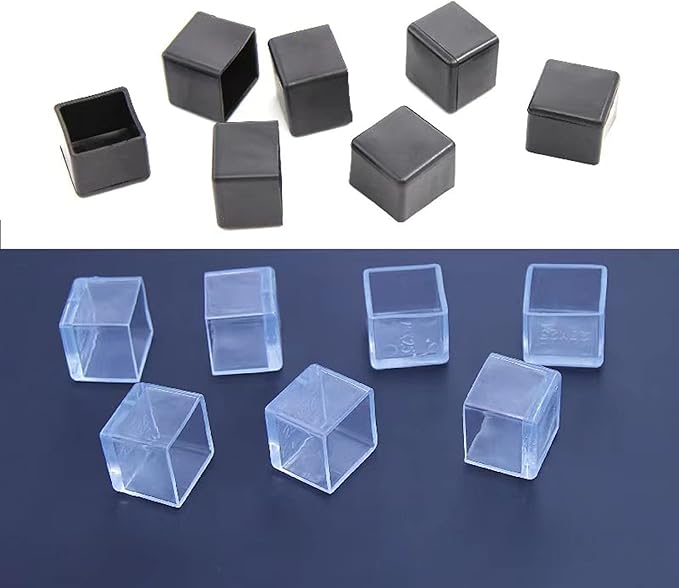 12 Pcs Black Square Anti-Slip Rubber Leg Tips Chair Leg Caps Furniture Floor - Image 3