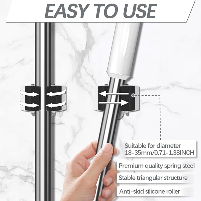 3-H Broom Hanger, Mop Holder Wall Mount 12 Pack, Broom Holder Wall Mount - Image 2
