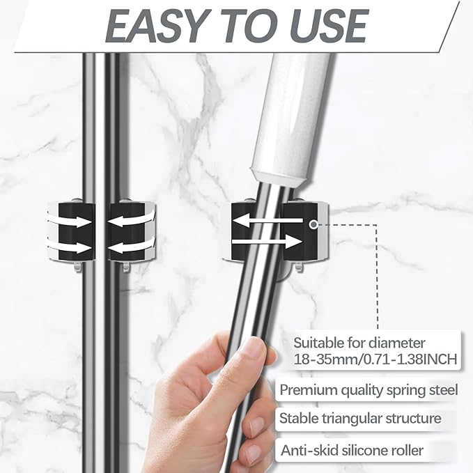 3-H Broom Hanger, Mop Holder Wall Mount 8 Pack, Broom Holder Wall Mount - Image 4