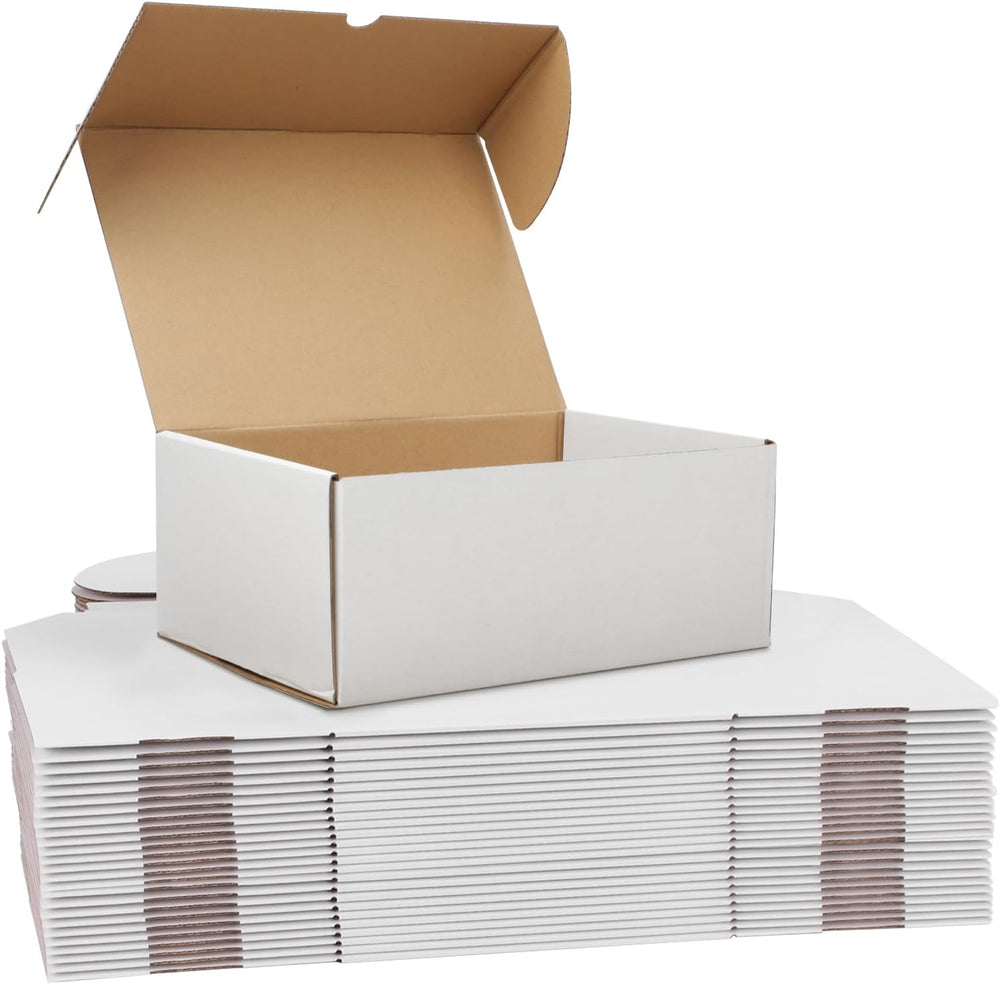 WIFTREY 10x7x4 White Shipping Boxes Set of 25, Corrugated Cardboard Box 10 x ...
