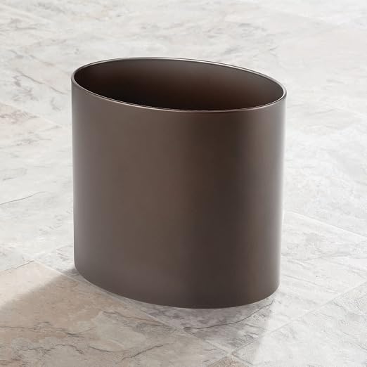 mDesign Stainless Steel Metal Oval Trash Can, 7.9 Liter/2.09 Gallon Wastebasket - Image 3