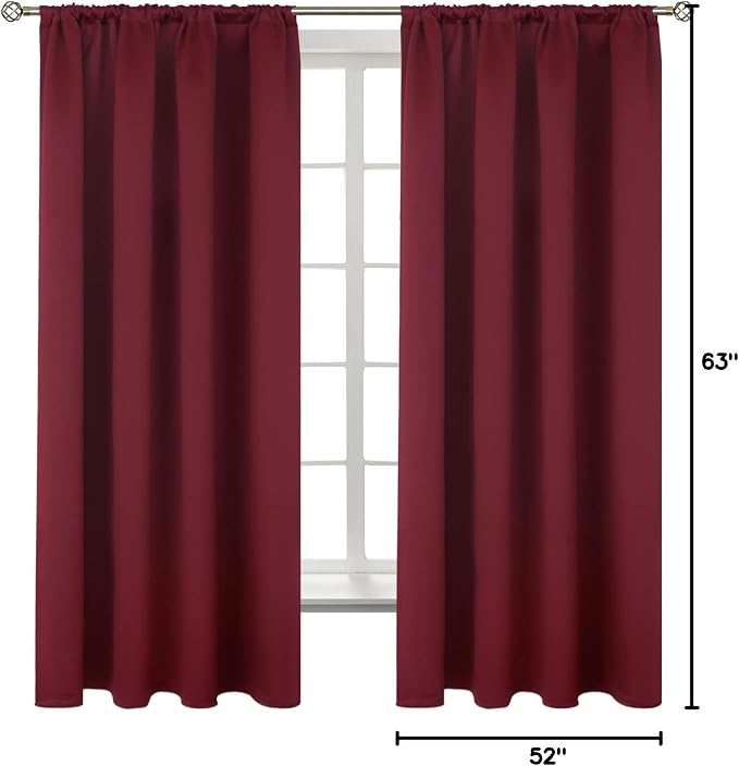 BGment Burgundy Blackout Curtains 63Inches Long - Image 7