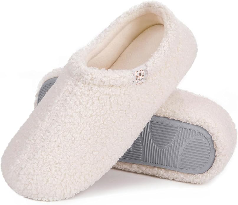 HomeTop Women's Fuzzy Curly Fur Memory Foam Loafer Slippers by HomeTop
