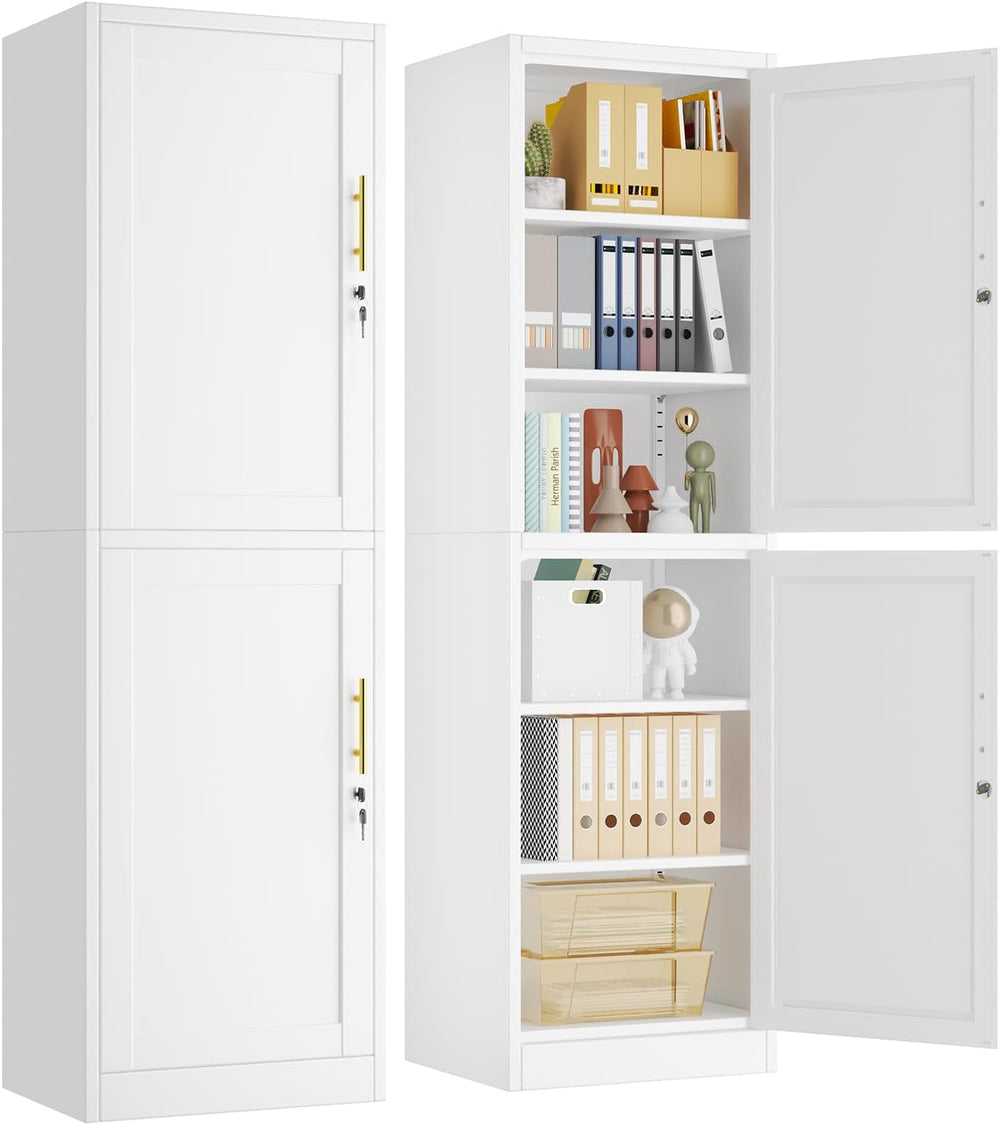 pozdeg 67" White Lockable Tall Narrow Metal Storage Cabinet