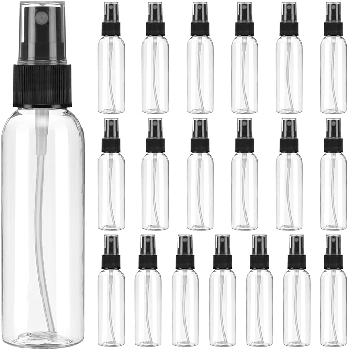 uxcell 20 Pack Spray Bottles, 2 Oz/60ML Clear Empty Mist Plastic Mini Travel by uxcell