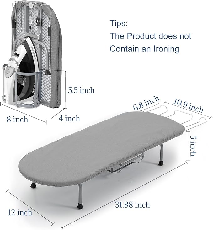 Small Ironing Board with Iron Holder, RAINHOL Countertop Mini Ironing Board - Image 2