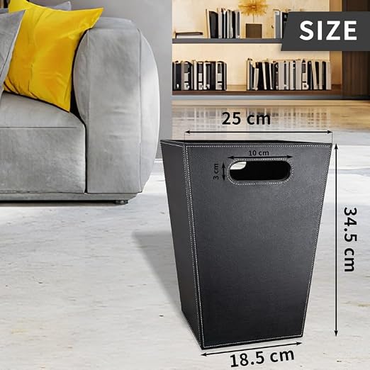 Pu Leather Trash Can for Bedroom, 16L/4.2 Gallon Office Wastebasket - Image 2