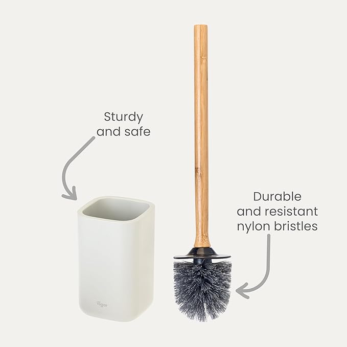 Vigar Zense Toilet Brush and Holder Set, Toilet Bowl Brush - Image 4