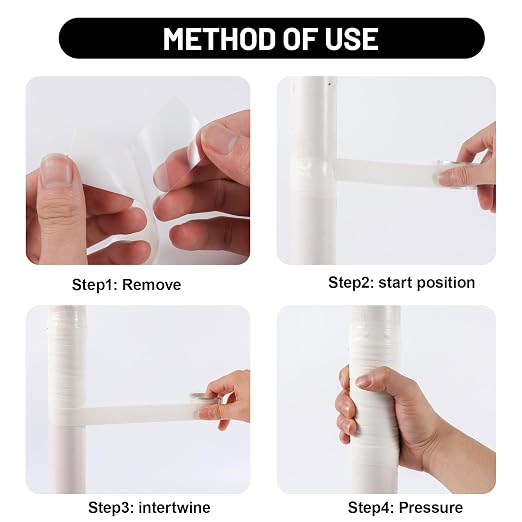 Self Fusing Silicone Tape 4 Rolls 1 in x 10' White Waterproof Rescue Tape - Image 3
