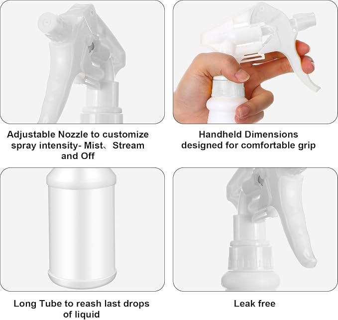 Eccliy 12 Pcs 16 Oz Plastic Spray Bottle, Adjustable Empty Reusable Sprayer - Image 3