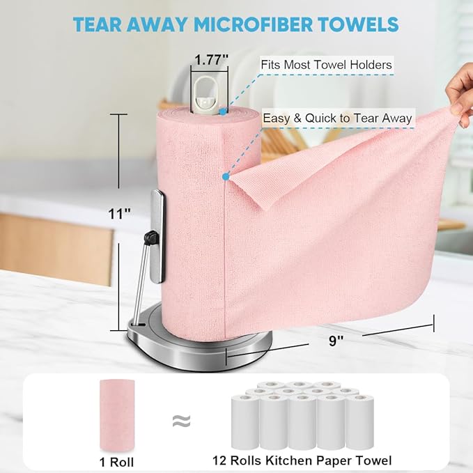 AIDEA Microfiber Cleaning Cloth Roll, 55 Sheets, Microfiber Towels - Image 2