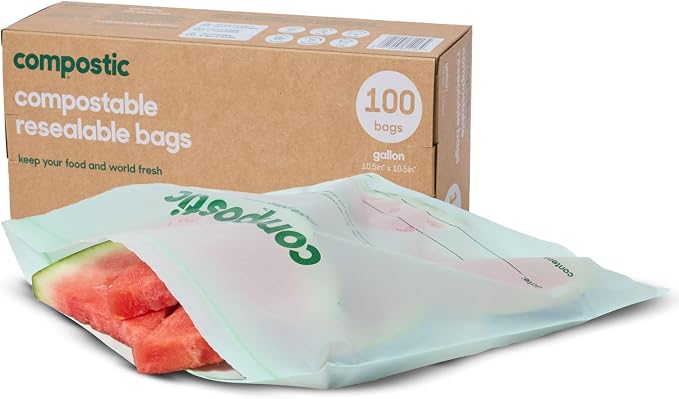 Compostic Home Compostable Resealable Gallon Bags, Microwave & Freezer Safe by COMPOSTIC