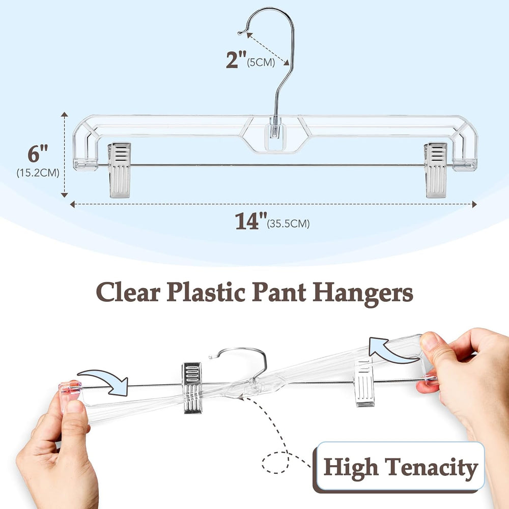 HOUSE DAY Heavy Duty Clear Pants Hangers 500 Pack, 14'' Skirt Hangers