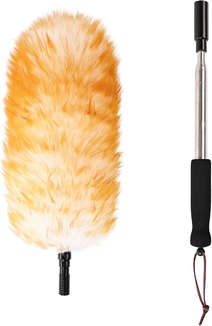Lambswool Extendable Duster, 67.7Inch Telescoping Feather Dusters by FeelFunFeather