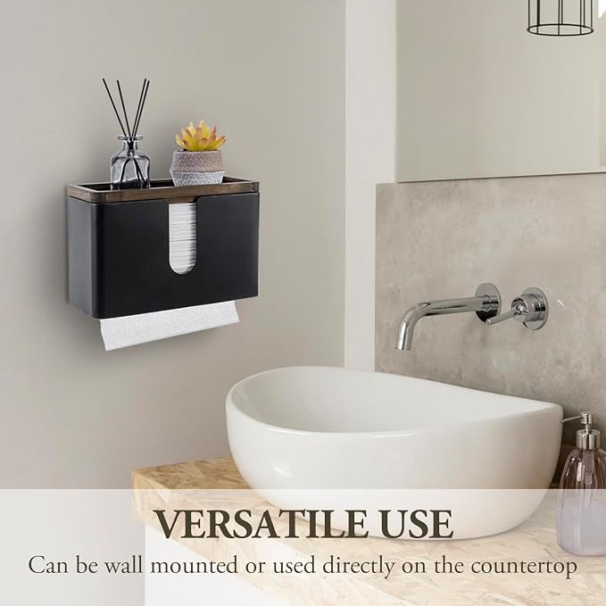 MyGift Deluxe Modern Matte Black Metal Folded Commercial Paper Towel Holder - Image 2